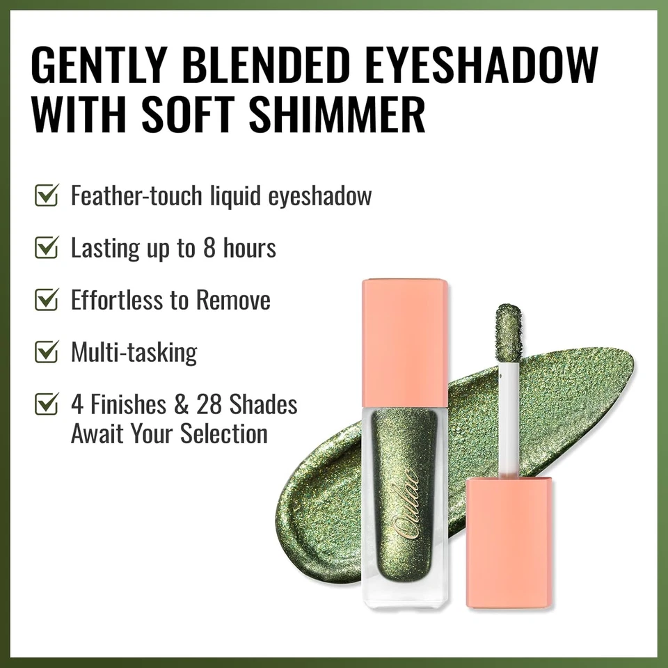 Ombretto Liquido Glitter Verde Chiaro-Eyeliner Metallico Brillanti| Trucco Liqui - Immagine 3 di 4