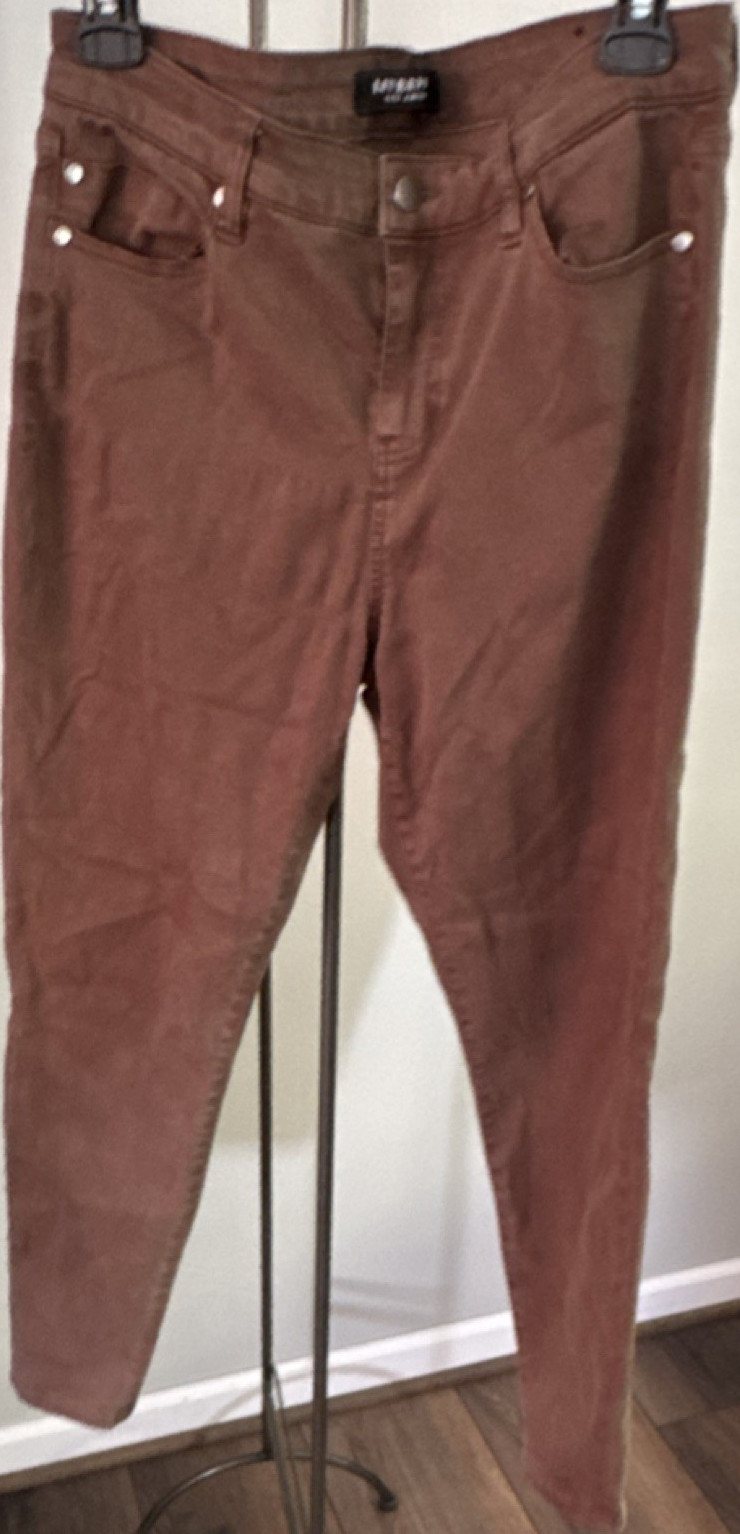 Liverpool Los Angeles Skinny Jeans Medium Wash Brown Denim Cotton Solid Women