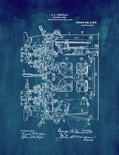 Printing Press Patent Print Midnight