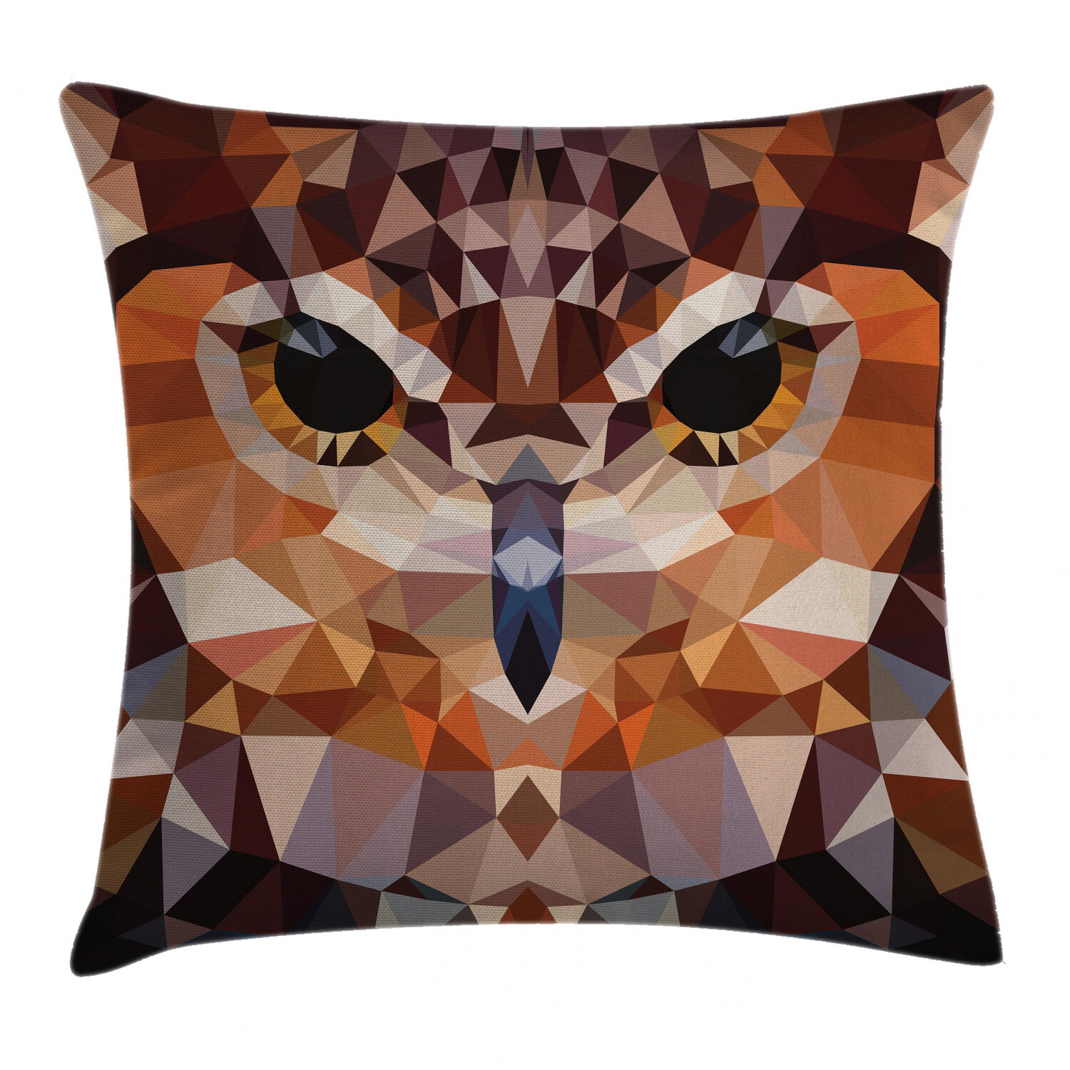 Retro Geometric Mosaic Owl Art Square Pillow Cover 20 Inches