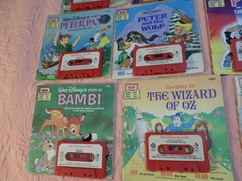 VTG Lot 9 Disney Read Along Cassette Tapes & Books Bambi 3 Little Pigs Pinocchio - Picture 2 of 6