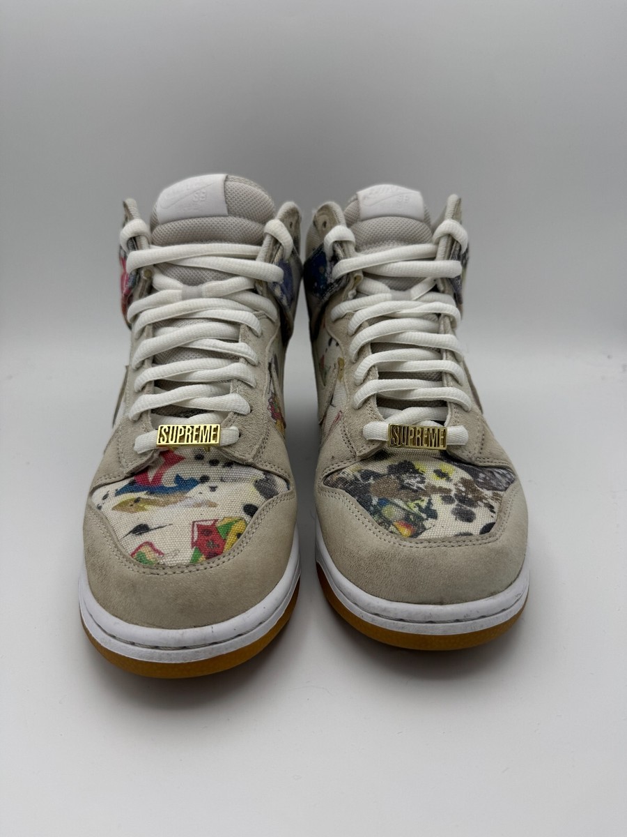Size 9 - Supreme x Nike SB Dunk High SP QS Rammellzee White