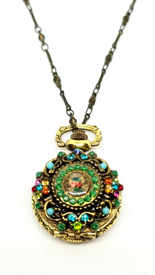 Reloj colgante vintage con piedras de cristal de colores de Michal Negrin. Foto 2 de 4