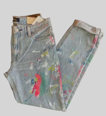 Polo Ralph Lauren Girl Blue Denim Paint Splatter Astor Slim