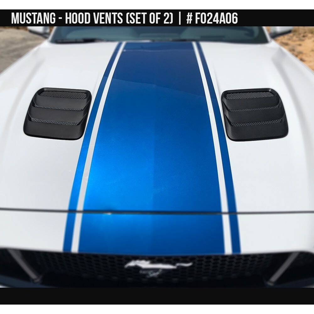 「248」フォードマスタングGTV8 05〜14カーフロントエアベントフード Fits 18-23 Ford Mustang Air Design Custom Style Hood Vents Satin