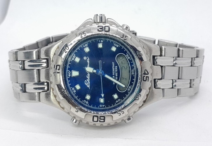 Eddie Bauer Watch Digital Analog Silver Steel Bracelet Blue Eddie Bauer Watch Digital Analog Silver Steel Bracelet Blue