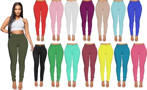 NEW WOMENS HIGH WAISTED SKINNY JEANS 