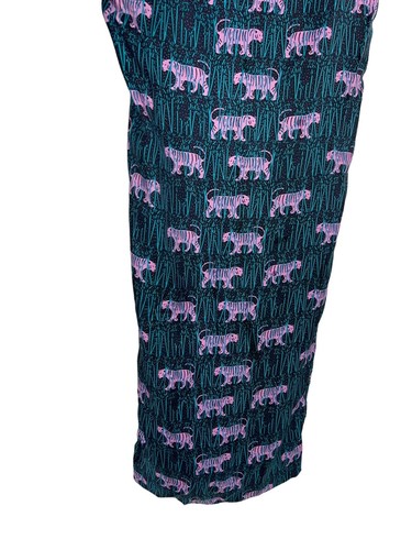 J. CREW 100% SILK PANTS WIDE LEG BELT Size 8 Pink Tiger Easy Pant Jungle Resort - Picture 5 of 12