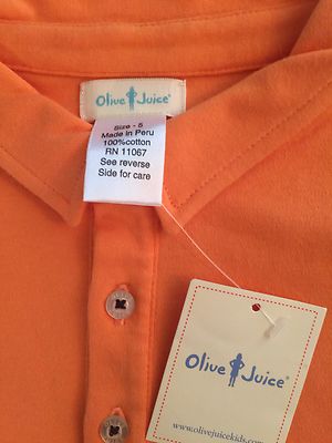 NWT Boy's OLIVE JUICE Boutique Orange Cotton Short Sleeve Polo