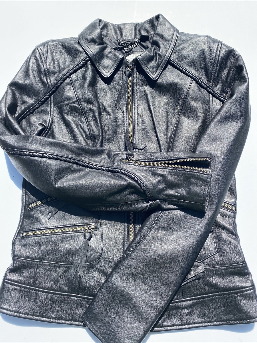 Harley Davidson Women HERITAGE Leather Jacket Black Small 98064