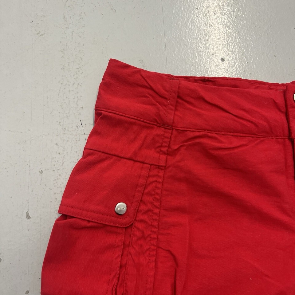 RLX Ralph Lauren Womens Red Flat Front Button Golf Casual Cargo Shorts