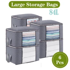 6x Large Clothes Quilt Blanket Storage Bag Fabric Home Organizer Zipper Box Bags