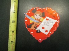 Valentine Vintage Card Love to you Quill Ink Dog Puppy