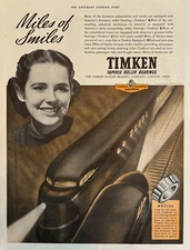 TIMKEN TAPERED ROLLER BEARINGS CANTON OHIO MILES OF SMILES VTG PRINT AD 1940