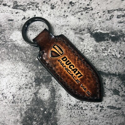 Handmade Ducati Panigale V4 S leather keychain. 1EA