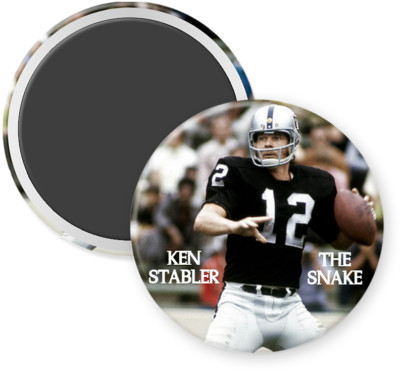KEN STABLER - THE SNAKE - MAGNET BUTTON - REFRIGERATOR - LOCKER - NFL - 2 1/4''