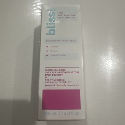 Bliss Pro Daily Exfoliating Treatment  AHA BHA PHA 4 fl oz New in Box FREESHIP