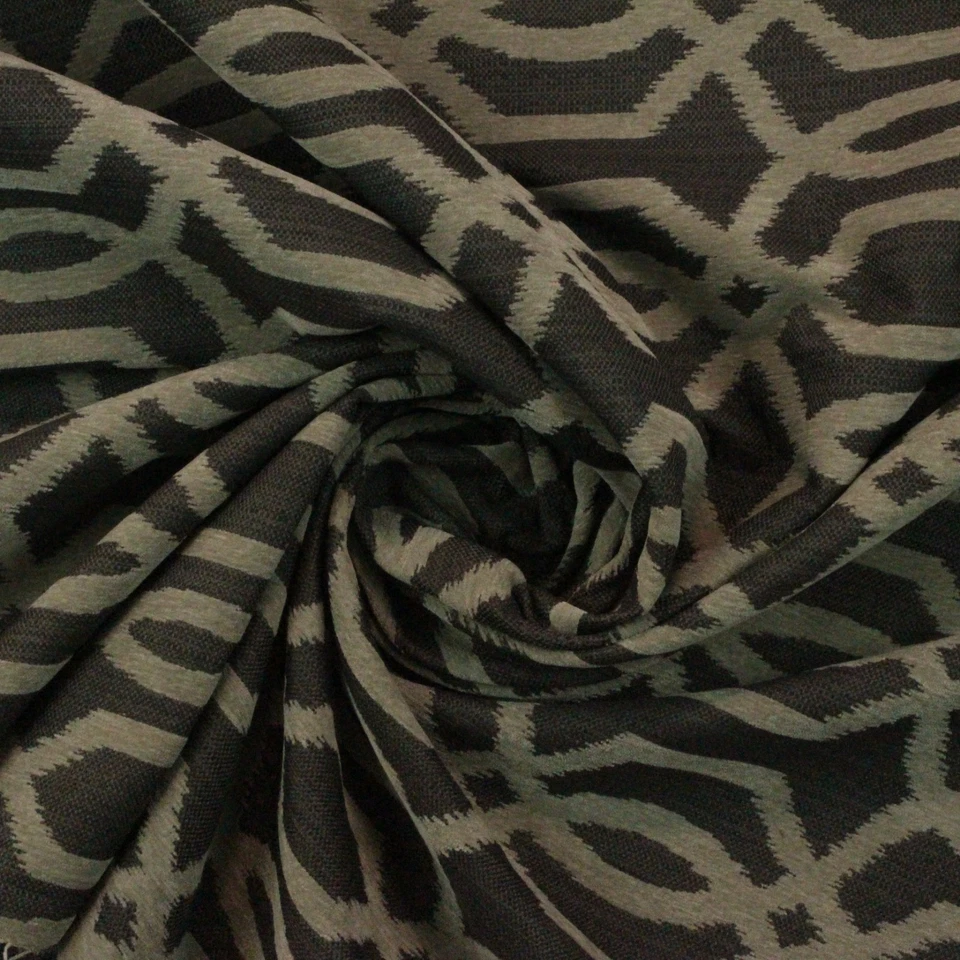 ENREJADO GEOMÉTRICO GRIS CARBÓN GRIS CLARO CHENILLA TELA MULTIUSOS POR YARDA 57"W Foto 4 de 4