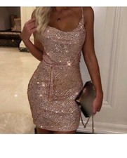 Chic Cowl Neck Sleeveless Sequin Dress