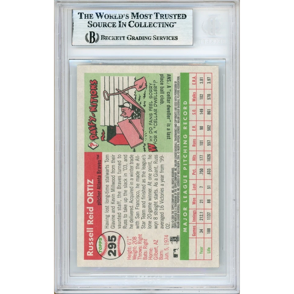 Russ Ortiz Firmado 2004 Topps Heritage #295 BAS Losa Atlanta Braves Automático Foto 4 de 4