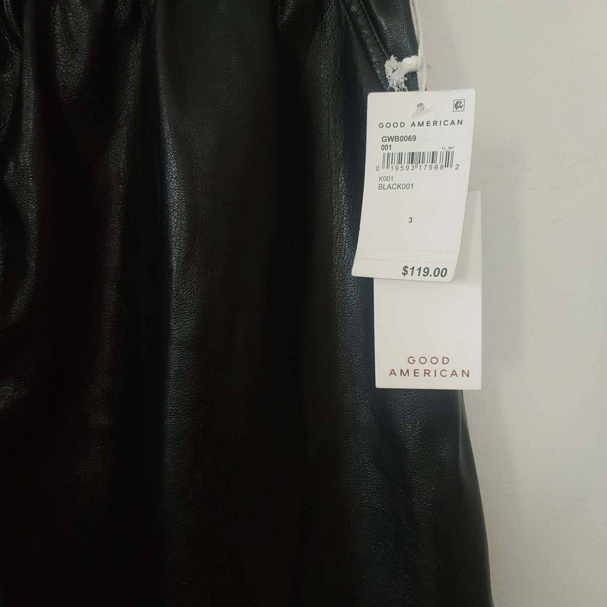 New Good American Size 3 Better Than Leather Shorts Black faux