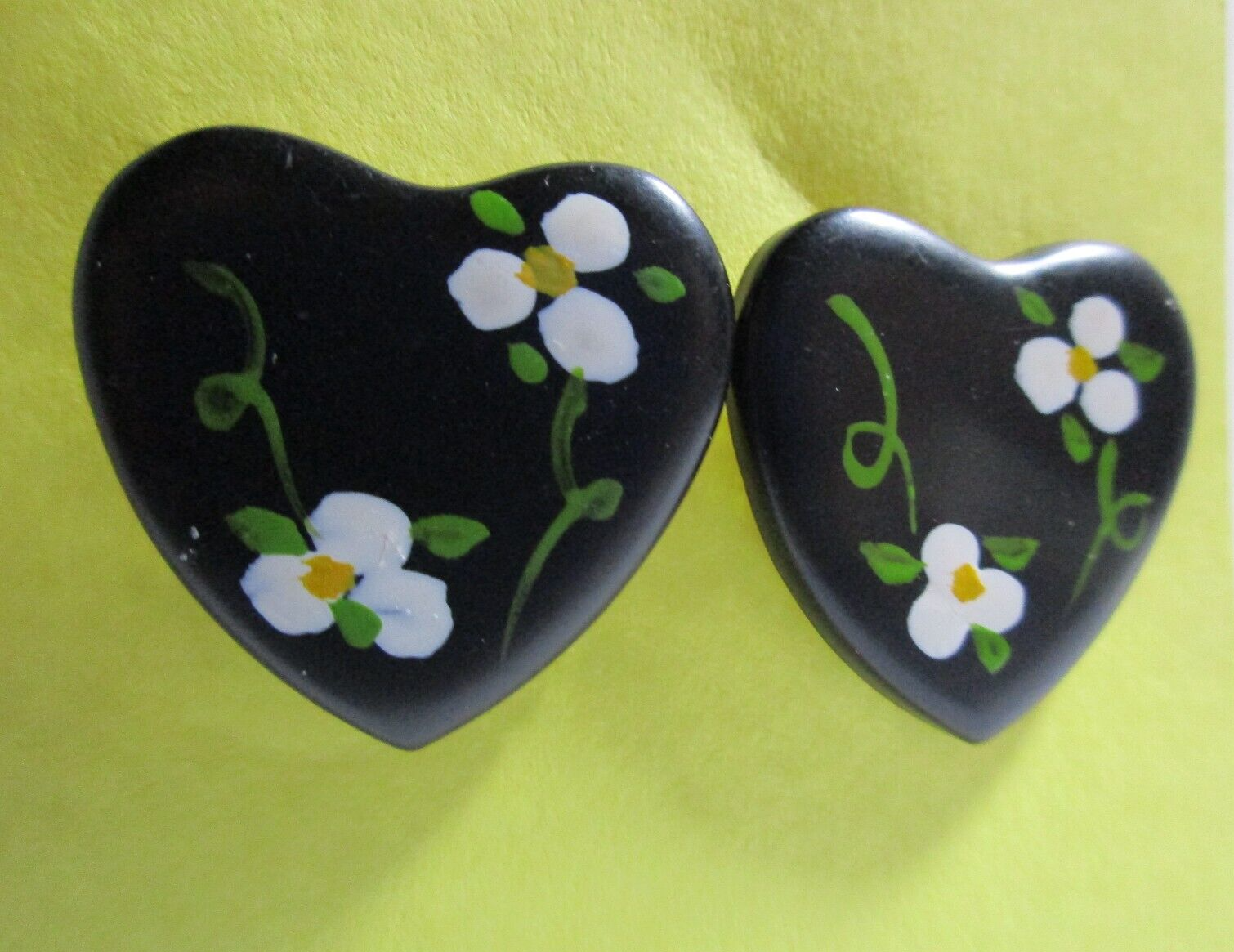 Handpainted Floral Heart Ceramic Earrings 1X1 Inches Pierced-image