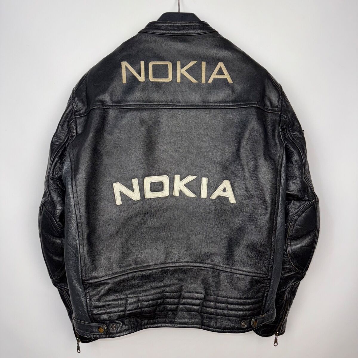 NOKIA RACING LEATHER MOTORCYCLE VINTAGE FULL ZIP BLACK NOKIA RACING LEATHER MOTORCYCLE VINTAGE FULL ZIP BLACK