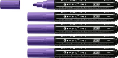 Acrylmarker - STABILO FREE Acrylic - T300 Rundspitze 2-3mm - 5er Pack - violett