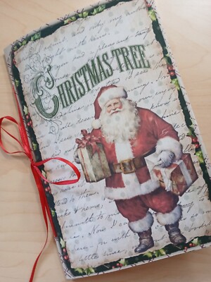 Junk Journal Blank Booklet ''HOLLY JOLLY CHRISTMAS'' Holiday LG 8.5''x5.5'' 40pgs