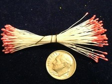 Vintage Millinery Flower Stamen Sml Red Coral Pearl EJ7