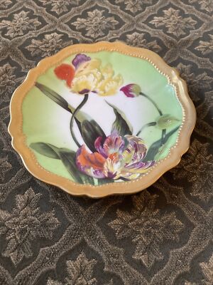 O & E G ROYAL AUSTRIA SIGNED HAND PAINTED ORCHIDS PLATE 6''