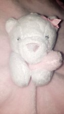 Carters White Kitty Cat Pink Lovey Security Blanket Plush Satin Trim