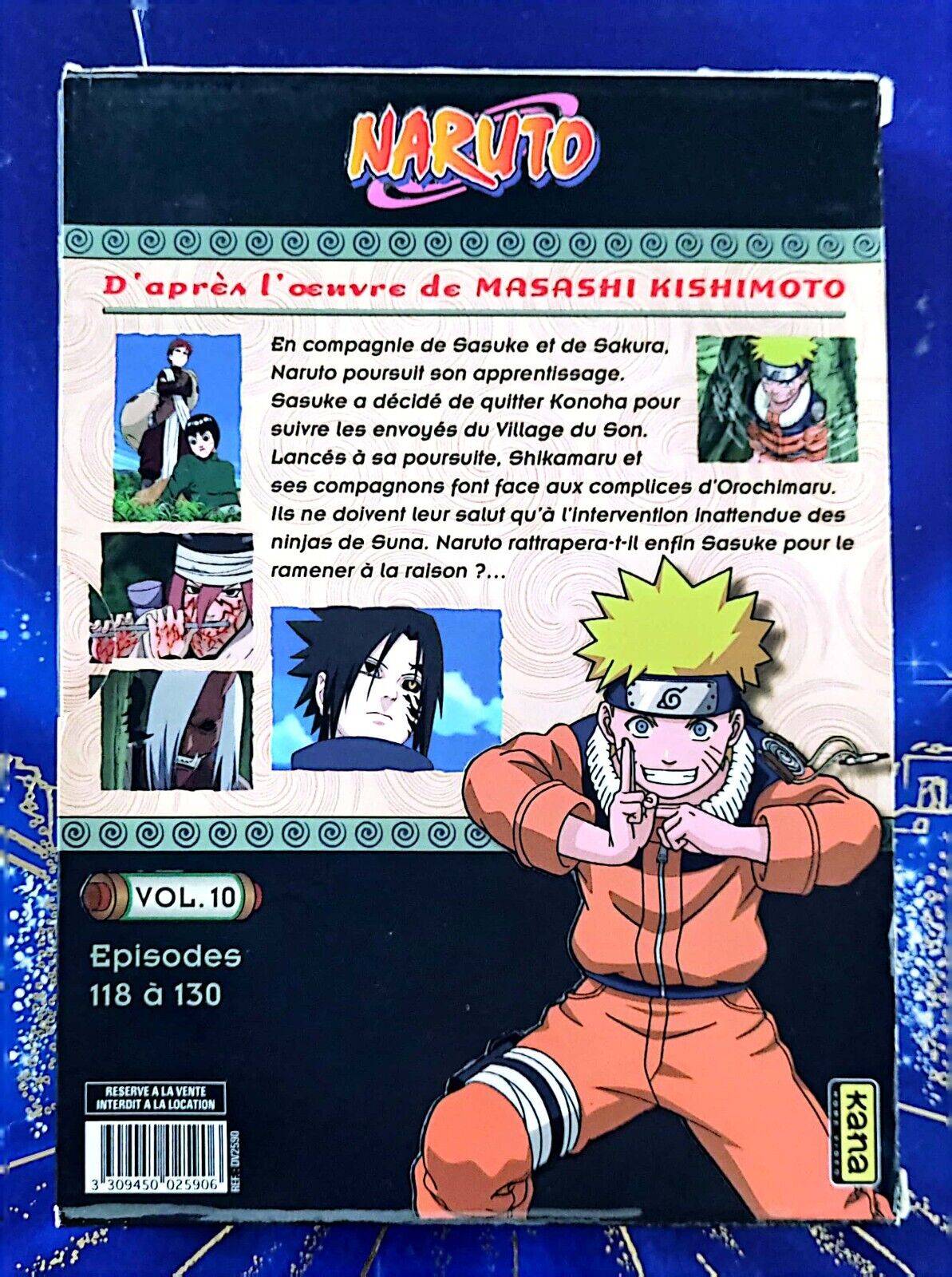 Naruto Vol. 10 DVD French, Japanese 2002 Episode 118-130 USED Region 2