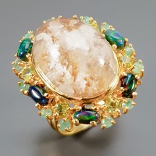 Gemstone 20 ct Natural Ghost Quartz Ring 925 Sterling Silver Size 8 /R457632