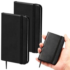 2 Pcs Hardcover Leather Pocket Notebook 4 x 2.5 Inch Small Notebook 50 Sheets...