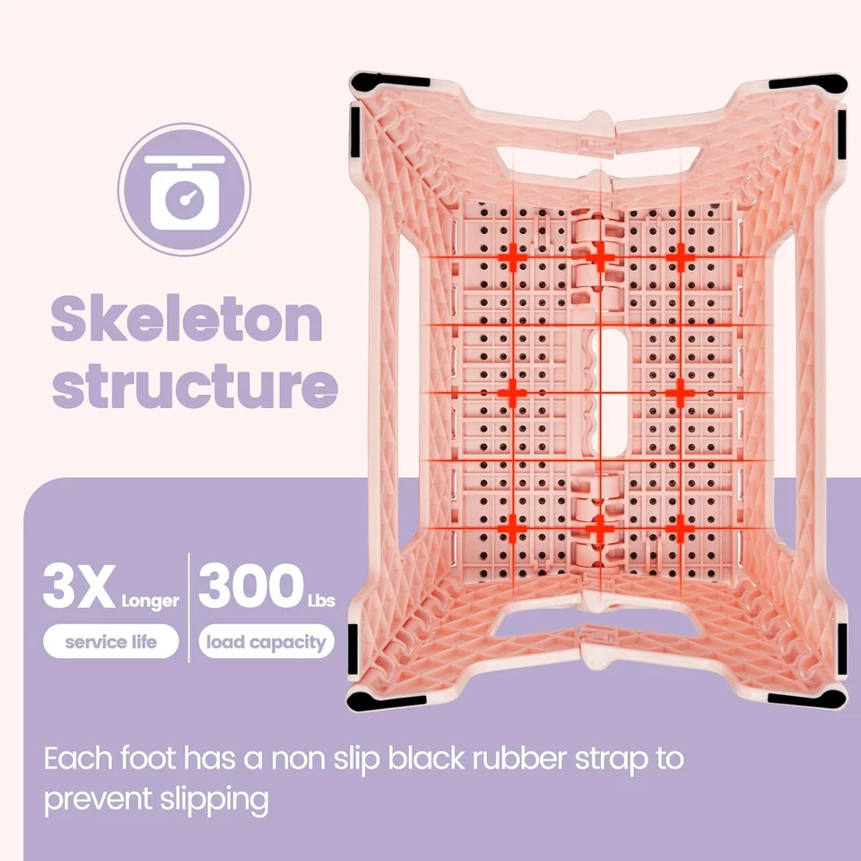 ACSTEP 9 Inch Folding Step Stool 300 LB Capacity Non Slip Foot Stool with Handle - Image 2 of 4