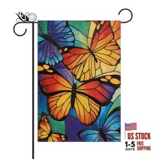 Butterfly Decor - Spring Butterfly Garden Flag Decorations Burlap Welcome