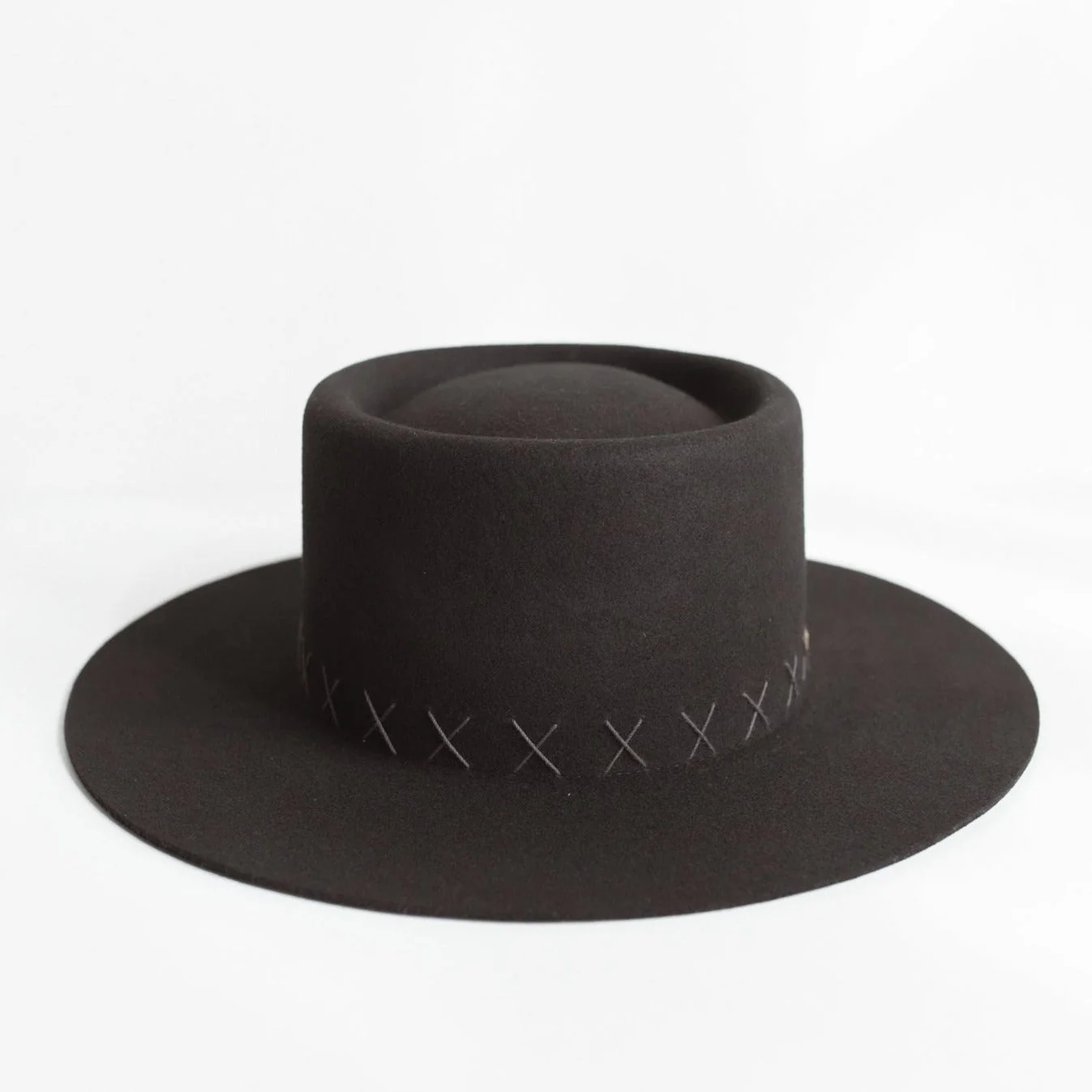 Obsidian Black Wool Felt Fedora Hat Unisex Vintage Classic Style