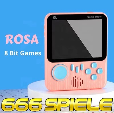 G7 Retro Handheld Konsole Videospiele Tragbare Ultra dünne in Rosa 666 Spiele 