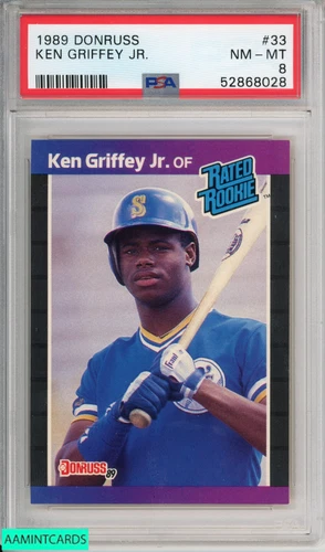 1989 DONRUSS KEN GRIFFEY JR #33 ROOKIE HOF SEATTLE MARINERS RC PSA 8 NM-MT