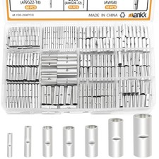 284PCS Non Insulated Butt Connectors Kit 26-6 Gauge Tinned Red Copper Butt Co...
