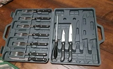 Gourmet Traditions Hard Plastic Case Forks Sharpener and Partial Set of Knives