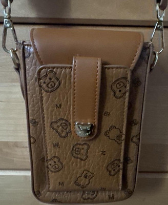 MICHAELA Bear Print Crossbody Phone Bag Pouch, Detachable Adjustable Strap