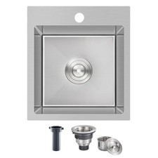 15 x 17 Inch Drop in Bar Sink, Single Faucet Hole Single Bowl Topmount Small ...