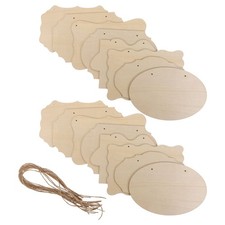 16pcs Unfinished Hanging Wood Sign with Ropes Blank Wood Plaque Plain Hanging