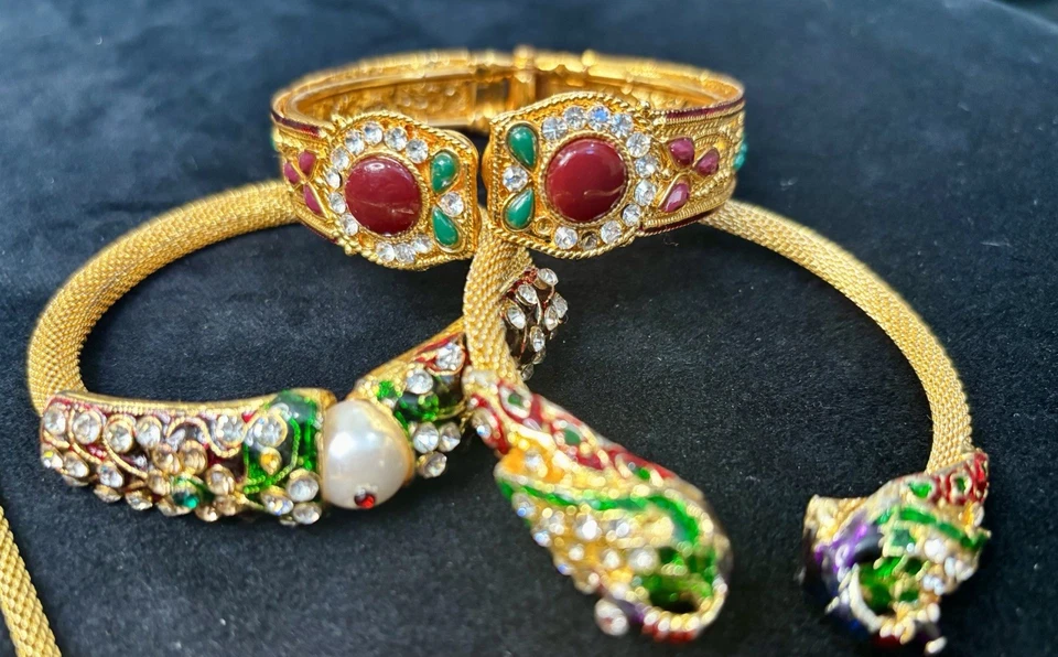 Lote de 5 Conjunto de Joyería Kundan India Collar Pendientes Brazaletes Bollywood Foto 3 de 4