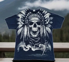 Native American T Shirt Mens XL Black Fruit Of The Loom Heavy Cotton HD