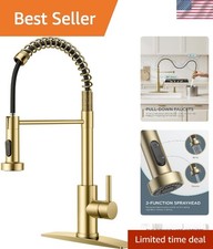 Elegant Gold Pull Down Kitchen Faucet - Dual Function Sprayer for Modern Spaces