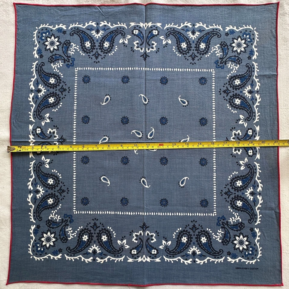 Pañuelo floral de cachemira de algodón gris azul vintage para hombre 21" Foto 3 de 3