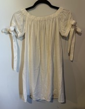CUTE Lulus White Linen Off Shoulder Summer Dress Size small